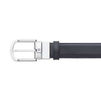 Gürtel aus wendbarem Leder mit hufeisenförmiger Schließe 30 mm Schwarz/Braun