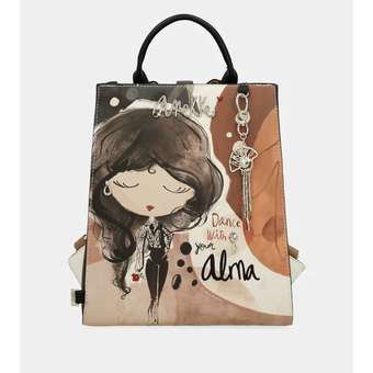 Alma Rucksack Quadratisch Braun/Weiß