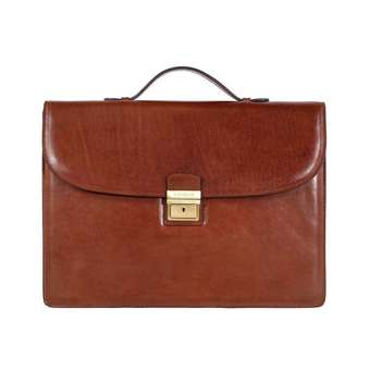 1 Compart Flat Handle Briefcase Marrone