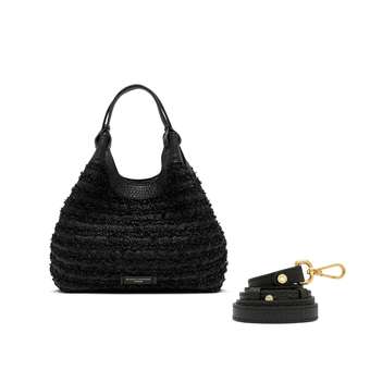 Dua Beuteltasche Stroh Nero